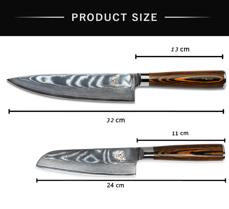 Wolfblood Zeuß Set Santoku Damastmesser Küchenmesser LH Lifestyle Kochmesser